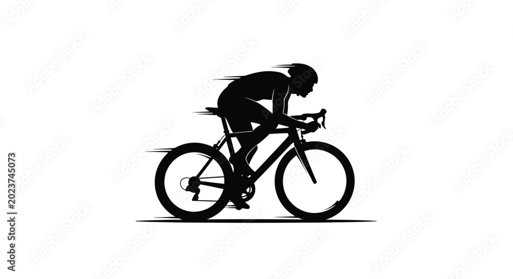 Fototapeta premium Cyclist riding a road bike black silhouette