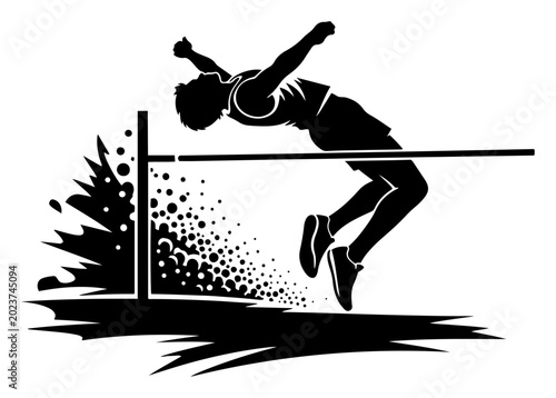 Tableau sur toile Athlete performing high jump over crossbar in dynamic silhouette style