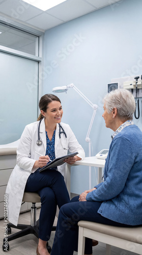 Doctor meets patient for a consultation in a medical office during daytime