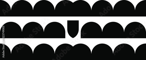Photos Optical illusion scalloped pattern vector illustration with geometric semicircle