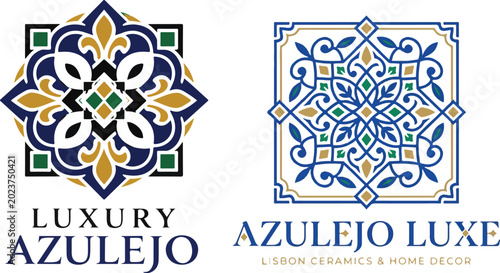 Foto Luxury azulejo tile pattern logo design for premium interior ceramics