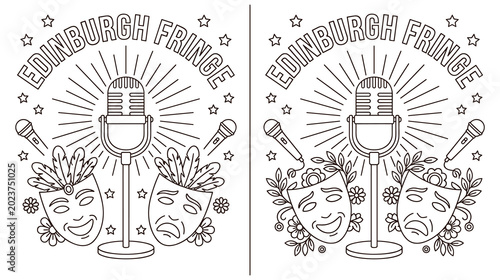 Cuadro en lienzo Comedy and drama theater masks for edinburgh fringe festival art.