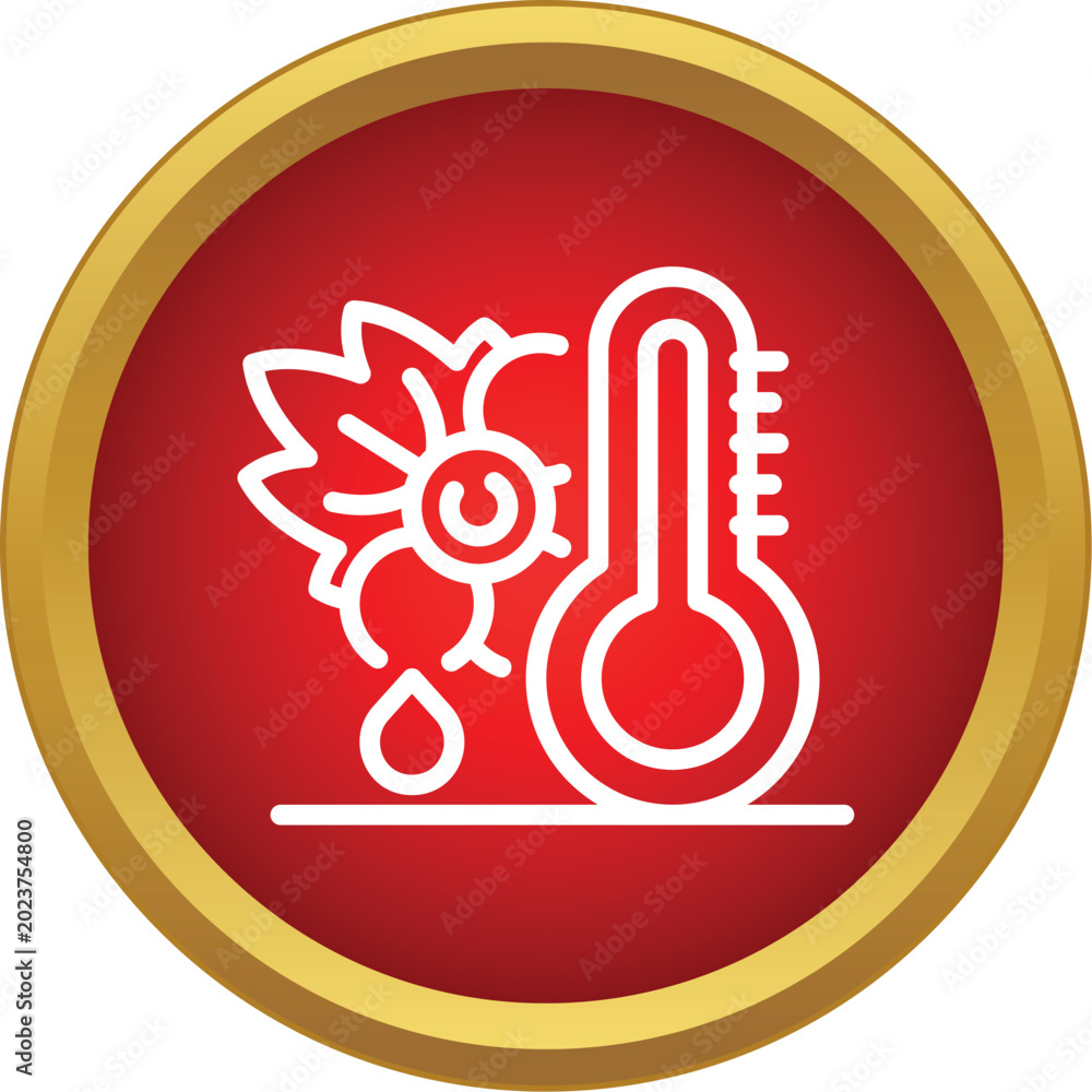 Obraz premium Wine thermometer icon showing ideal temperature for grapes, winemaking, and viticulture