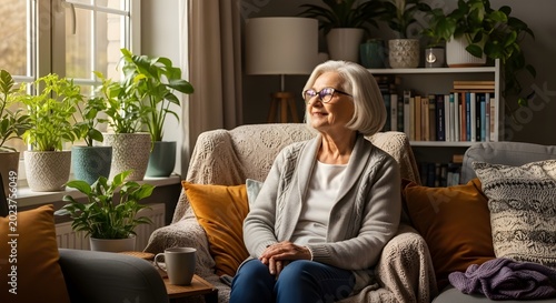 Retrato de una mujer mayor sonriente en casa