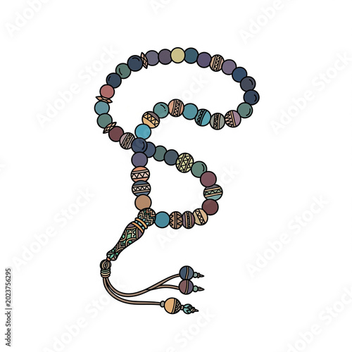 Hand Drawn Flat Design Tasbih Illustration Prayer Beads 2