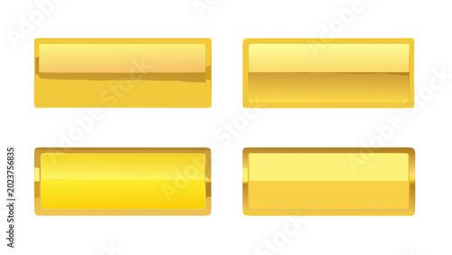 Bilde på lerret four rectangular gold bars with glossy reflections on a black background