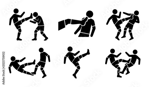 Fotografía Martial Arts Action Icons, Combat Sports Figures, Karate Fighting Poses, Kickbox
