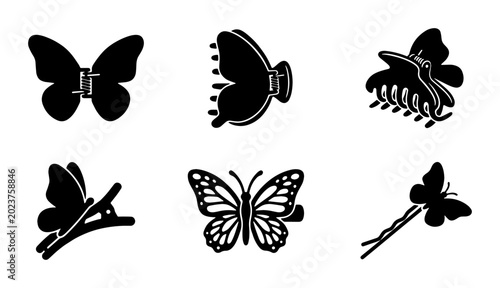 Photos Butterfly Hair Clips and Pins, Elegant Insect Accessories, Fashionable Hair Styl