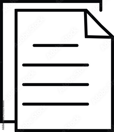 Minimal document file icon representing paperwork report note and office document interface isolated on transparent background۔