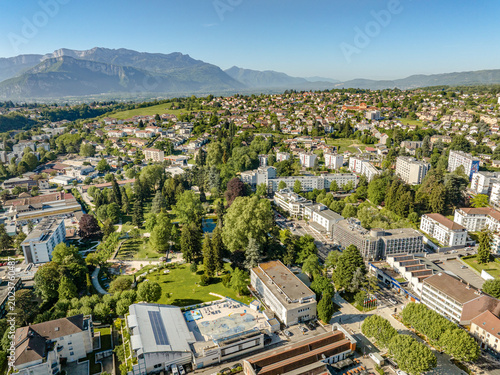 Bird's eye view of Voiron cityscape