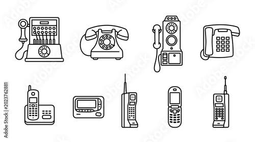 Tableau sur toile Contact Us and Customer Support Solid Glyph Icon Set with Communication Channels