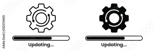Valokuva Two distinct representing the process of updating software or system files each