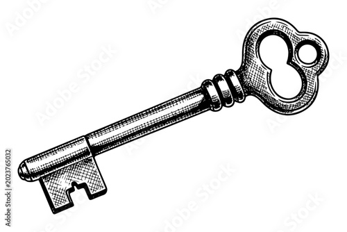 Cuadro en lienzo vintage skeleton key sketch antique vector black shape