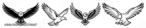 Foto heraldic eagle with spread wings logo set