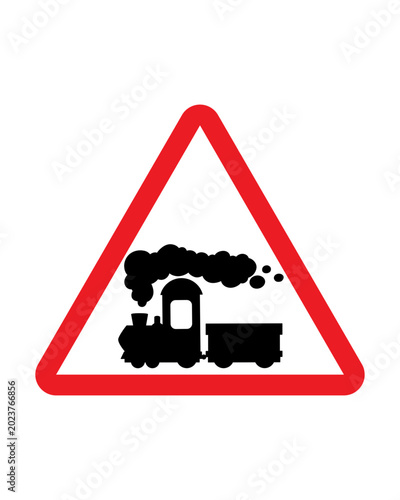 Obraz na plátně LEVEL CROSSING WITHOUT BARRIER AHEAD SIGN VECTOR