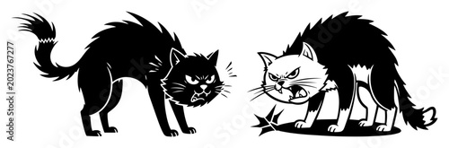Obraz na płótnie two angry cats fighting vector illustration