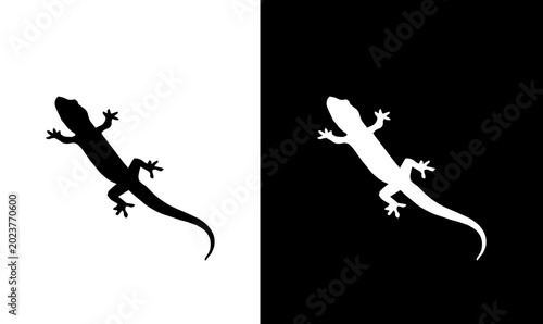 Vászonkép gecko silhouette vector illustration, salamander silhouette vector illustration,