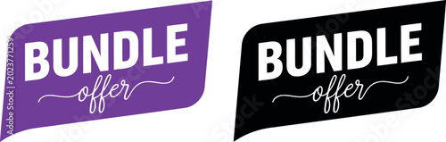 Bundle Offer Badge Set in Purple and Black for Promotions and Discounts, Vector Label Design
