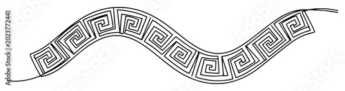 Quadro su tela wavy greek key meander pattern one continuous line drawing vector