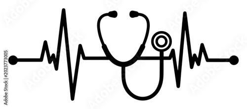 Obraz na płótnie medical stethoscope on a heartbeat lifeline vector
