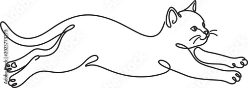 Foto line drawing of a running cat
