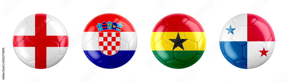Fototapeta premium World Cup 2026 GROUP L teams ball flags. 3d illustration.