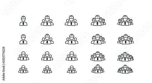 Engineer team icon set