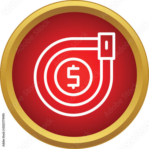 Foto Tightening belt around a dollar sign icon representing financial savings and aus