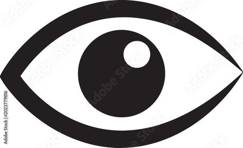Foto Black and white minimalist of a human eye, isolated on white background, also tr