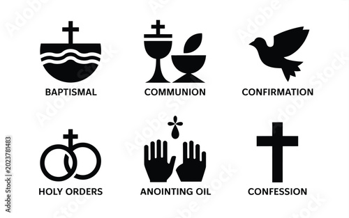 Photos Sacred christian symbols and icons for baptism communion confirmation holy order