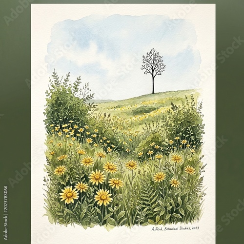 Set of four seasons with colorful spring flowers and nature landscape collage