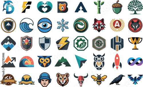 Assorted Animal Letter and Nature Emblems for Branding and Identity Symbols