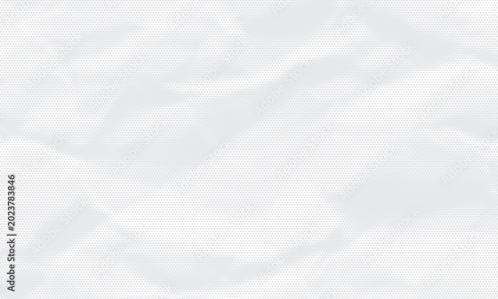 Obraz premium White wrinkled paper texture. Vector halftone pixelated manga background. Light beige neutral color dots bg. Grungy urban backdrop. Wide horizontal duotone banner.