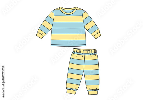 Fotografija Twopiece striped pajama set with a longsleeve top and cuffed pants