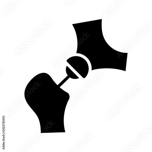 Hip joint icon. Healthcare and orthopedics filled symbol. Black and white.