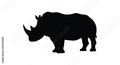 Bild auf Leinwand rhinoceros silhouette against a white background silhouette