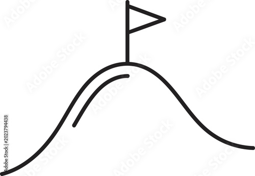 Quadro su tela Hajj pilgrimage route outline with flag on white background silhouette