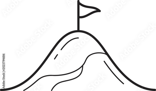 Foto Hajj pilgrimage site illustration with a flag on a white background silhouette
