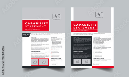 Tableau sur toile Capability Statement Design for Business Concept with Two Page Perfect Color Des