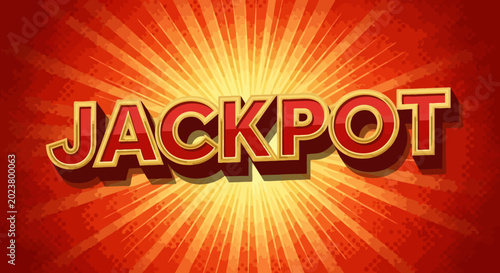 Jackpot Text Graphic with Rays of Light Background