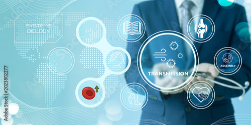 Vászonkép Professional presenting futuristic medical technology and systems biology concep