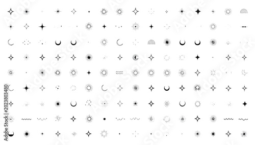 Obraz na płótnie Celestial Icons Collection with Sun and Moon Shapes for Cosmic Design Projects