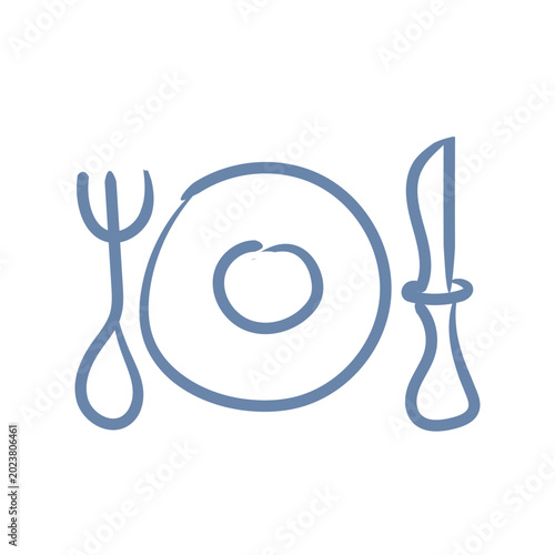 Tableware set restaurant food sign symbol travel ui mascot logo icon doodle
