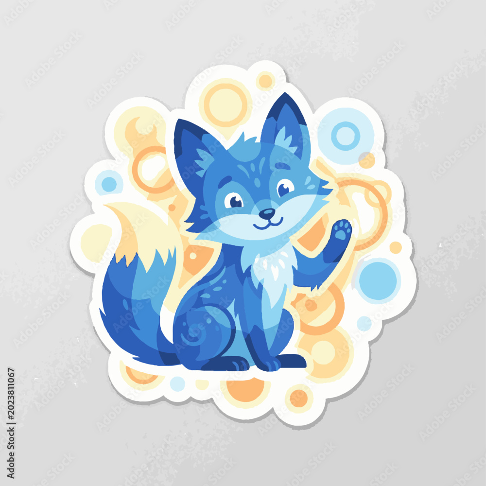 Obraz premium Blue cartoon fox with white muzzle.