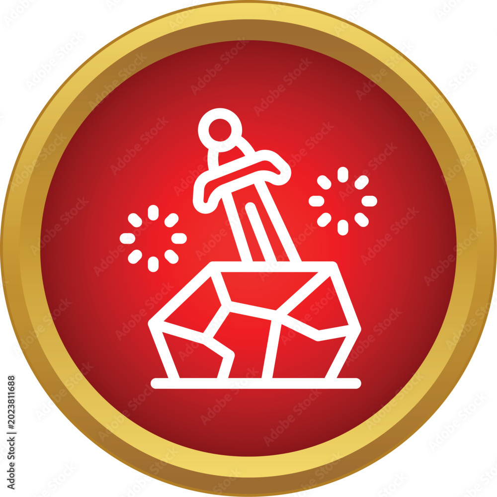 Obraz premium Illustrating the legendary sword in the stone icon, symbolizing power and destiny