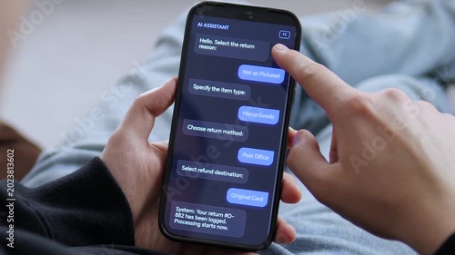 Using an AI assistant to process a product return. The user selects 