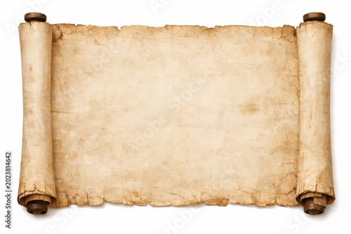 papiro antiguo en fondo blanco