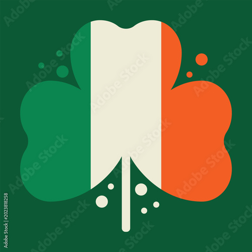 Foto Ireland National Flag Tricolor Inside Shamrock Clover Silhouette for St Patrick'
