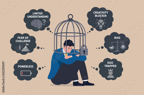 Картината върху платно Limited understanding, creativity blocker, fear of challenge, bias or ego trappe
