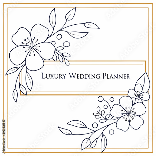 Obraz na plátně Luxury wedding planner floral frame invitation template with hand drawn